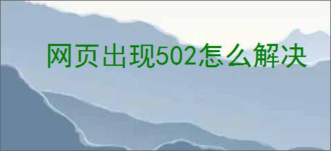 网页出现502怎么解决