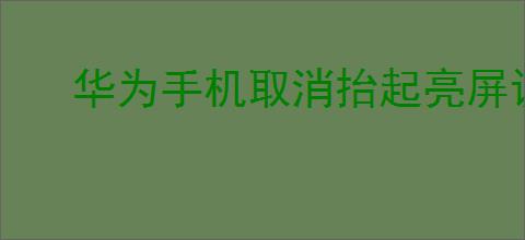 华为手机取消抬起亮屏设置的方法