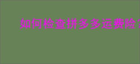 如何检查拼多多运费险？拼多多运费险的购买流程是什么？