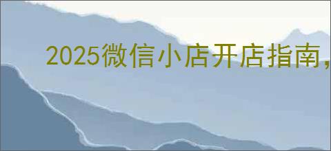 2025微信小店开店指南，如何进入微信小店